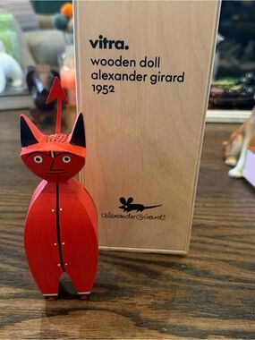 Vitra Little Devil Wooden Doll in Red with Black and White Accents